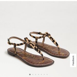Sam Edelman Gigi thong sandal leopard Brahma hair leather size 5.5